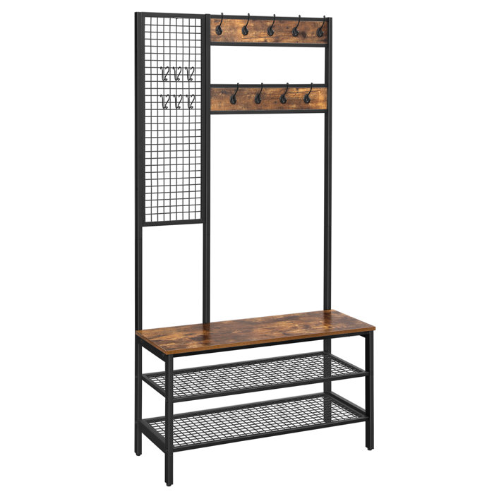 17 Stories Borman Hall Tree 38.5'' Wide with Bench and Shoe Storage